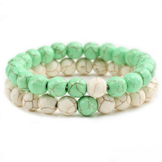 Bracelet Distance Couple - Vert et Blanc