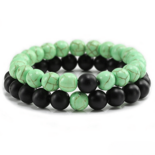 Bracelet Distance Couple - Vert et Noir