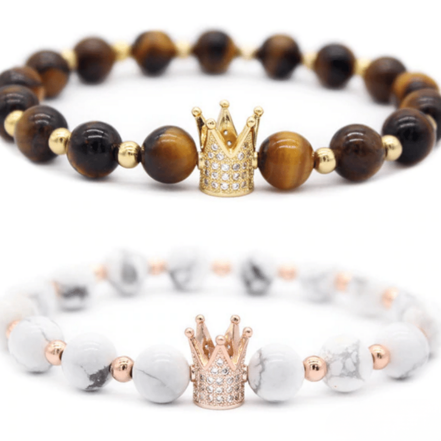 Bracelet Distance Couronne - Blanc et Marron