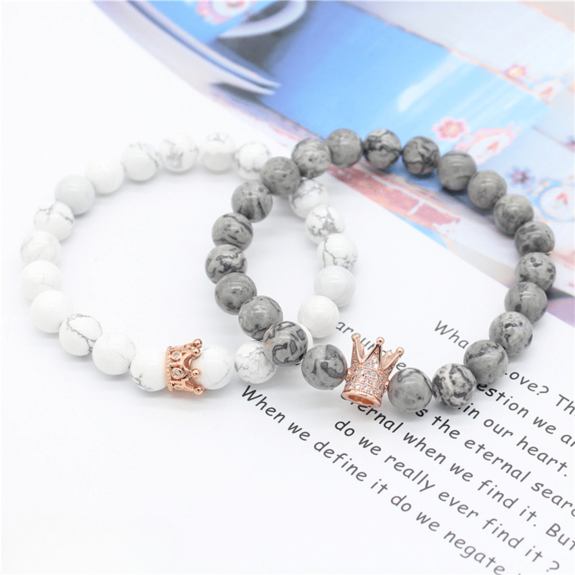 Bracelet Distance Couronne - Gris et Blanc