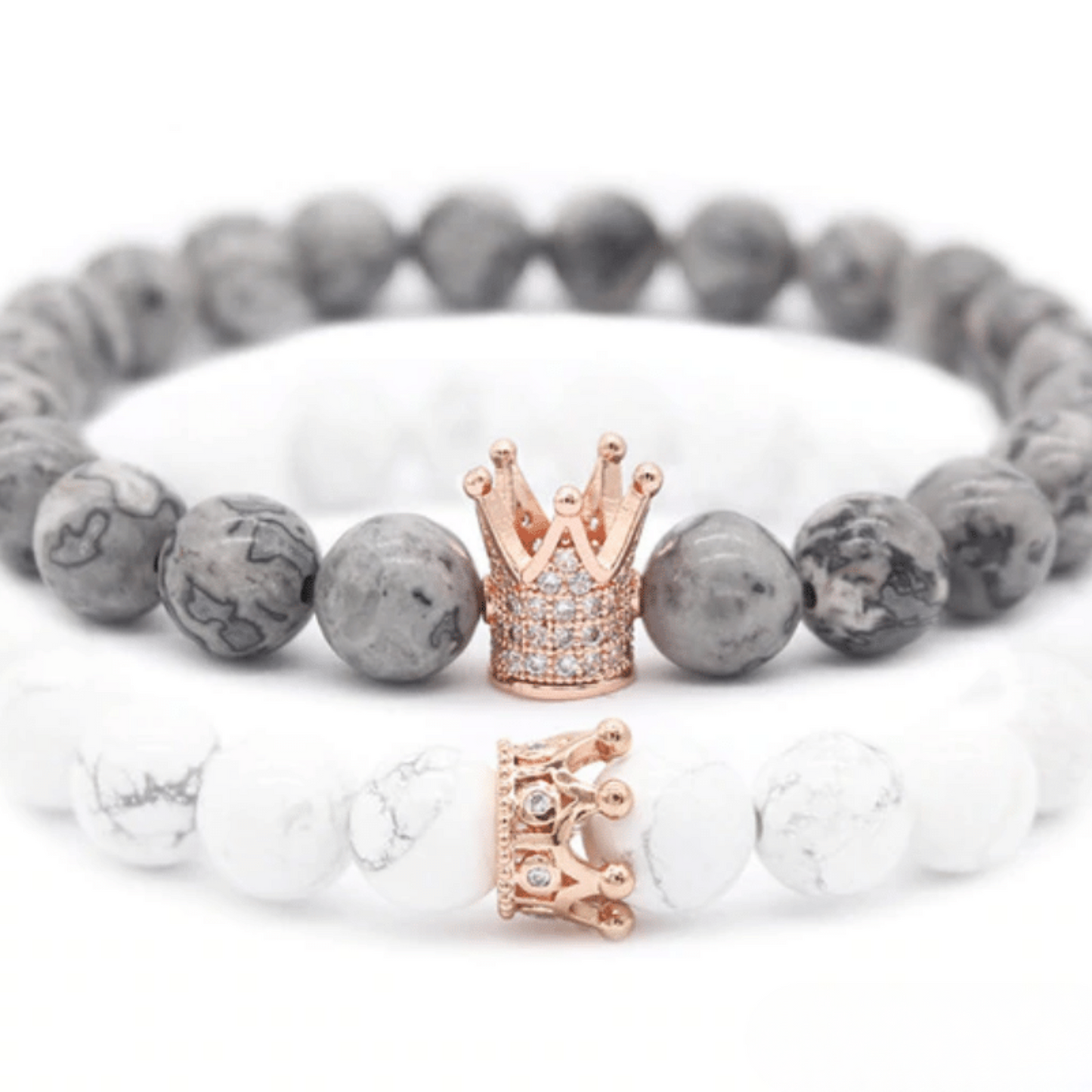 Bracelet Distance Couronne - Gris et Blanc