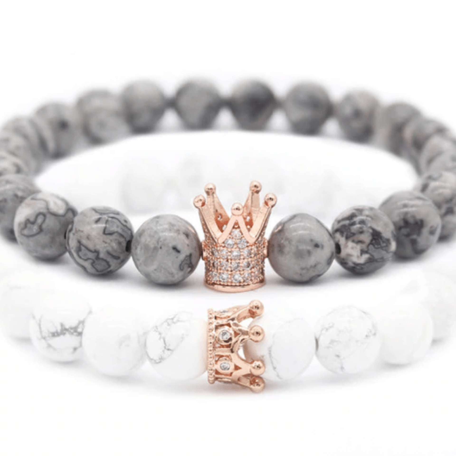 Bracelet Distance Couronne - Gris et Blanc