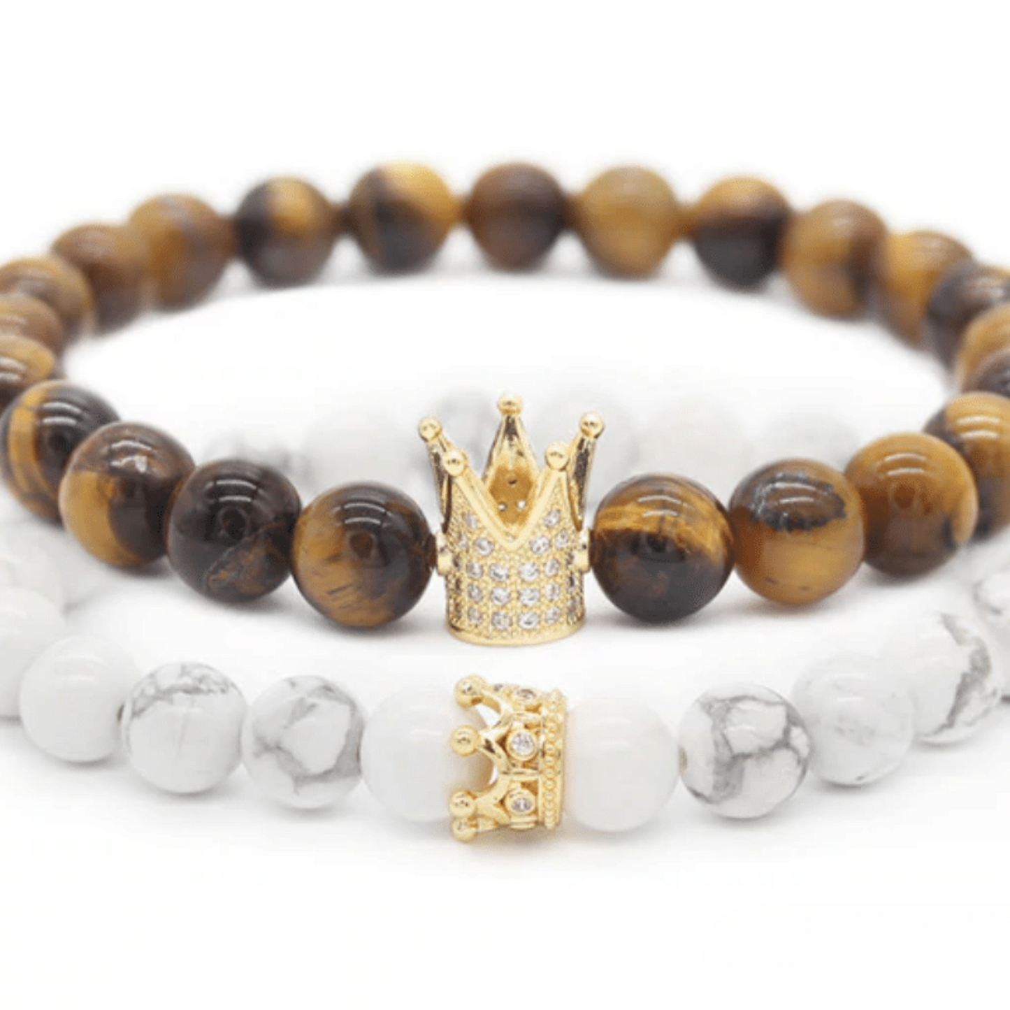 Bracelet Distance Couronne - Marron et Blanc