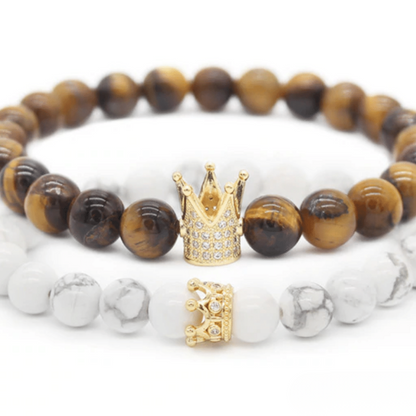 Bracelet Distance Couronne - Marron et Blanc