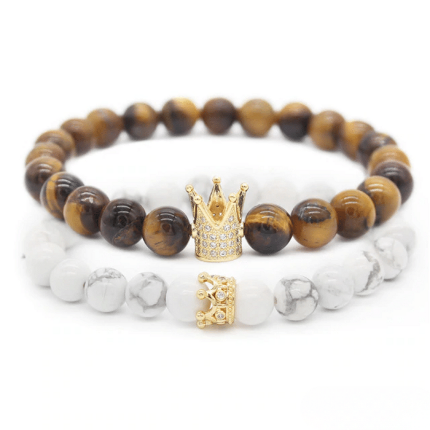 Bracelet Distance Couronne - Marron et Blanc