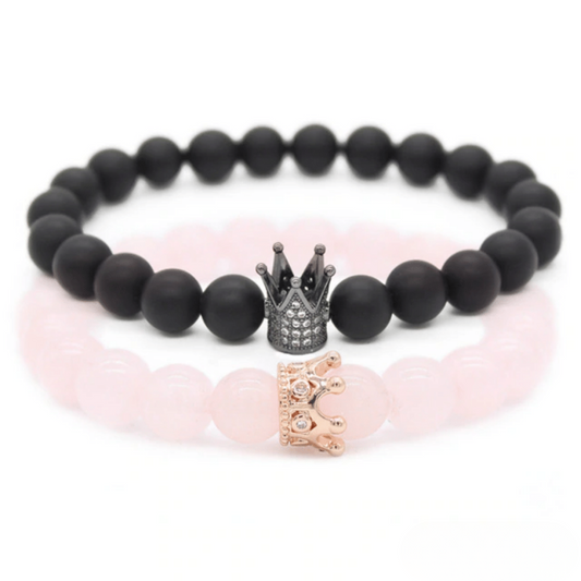 Bracelet Distance Couronne - Noir et Rose