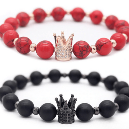 Bracelet Distance Couronne - Noir et Rouge