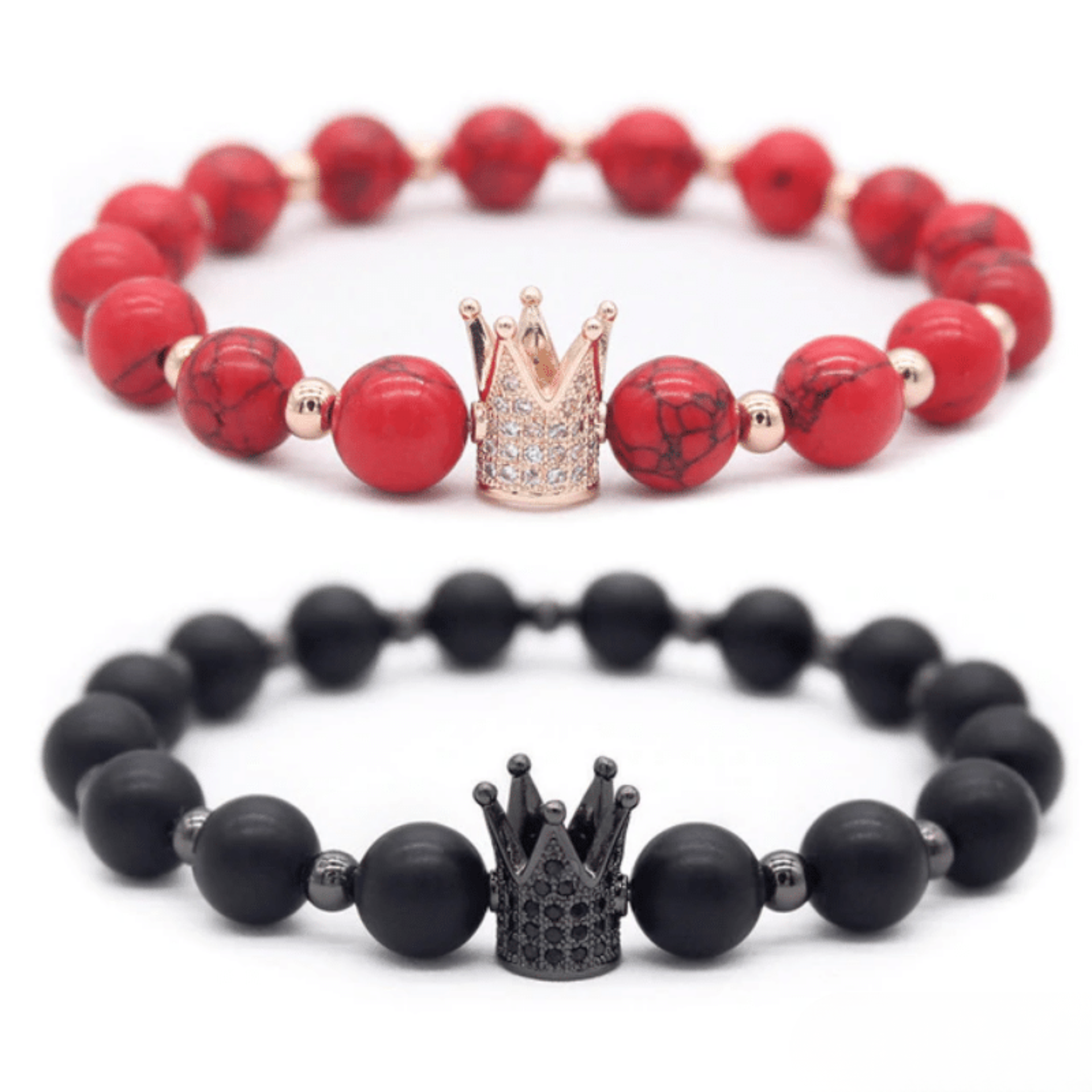 Bracelet Distance Couronne - Noir et Rouge