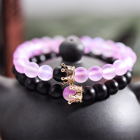 Bracelet Distance Couronne Transparent - Noir et Rose