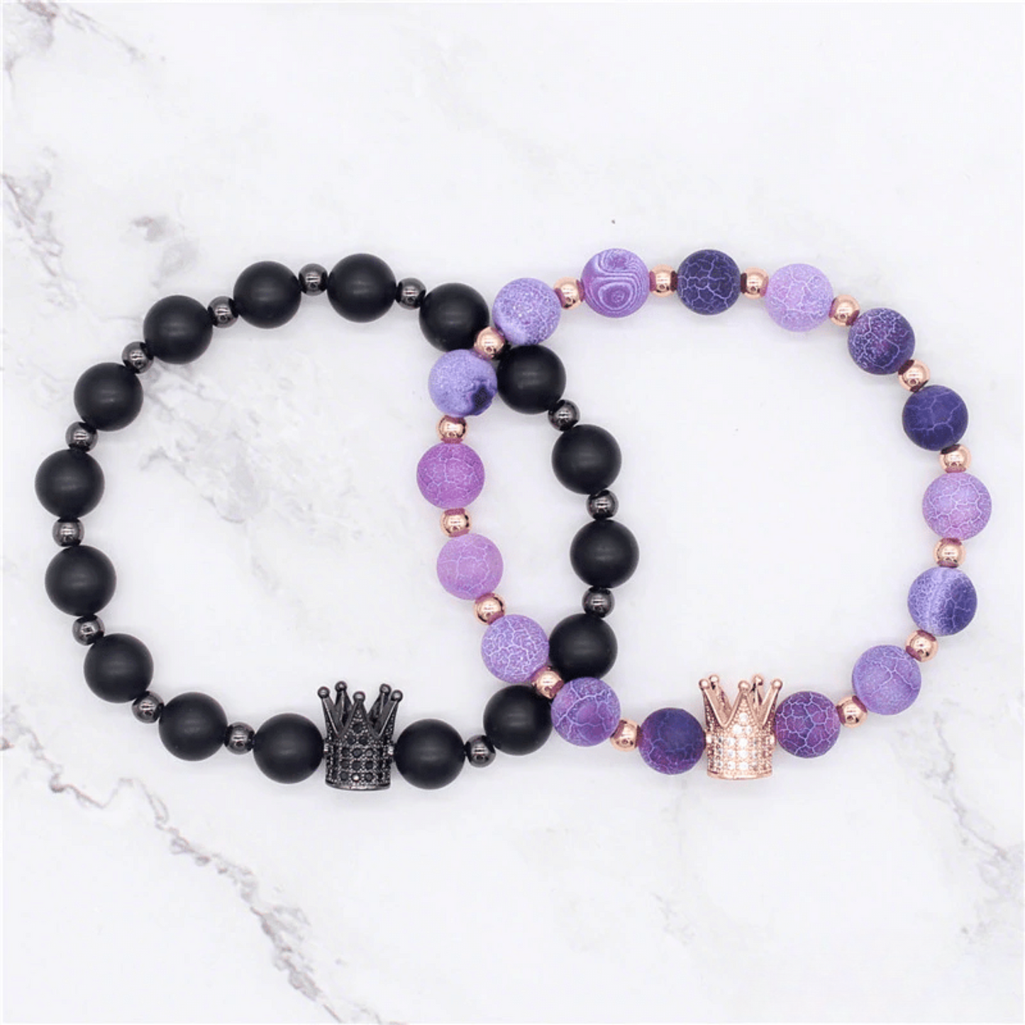 Bracelet Distance Couronne - Violet et Noir