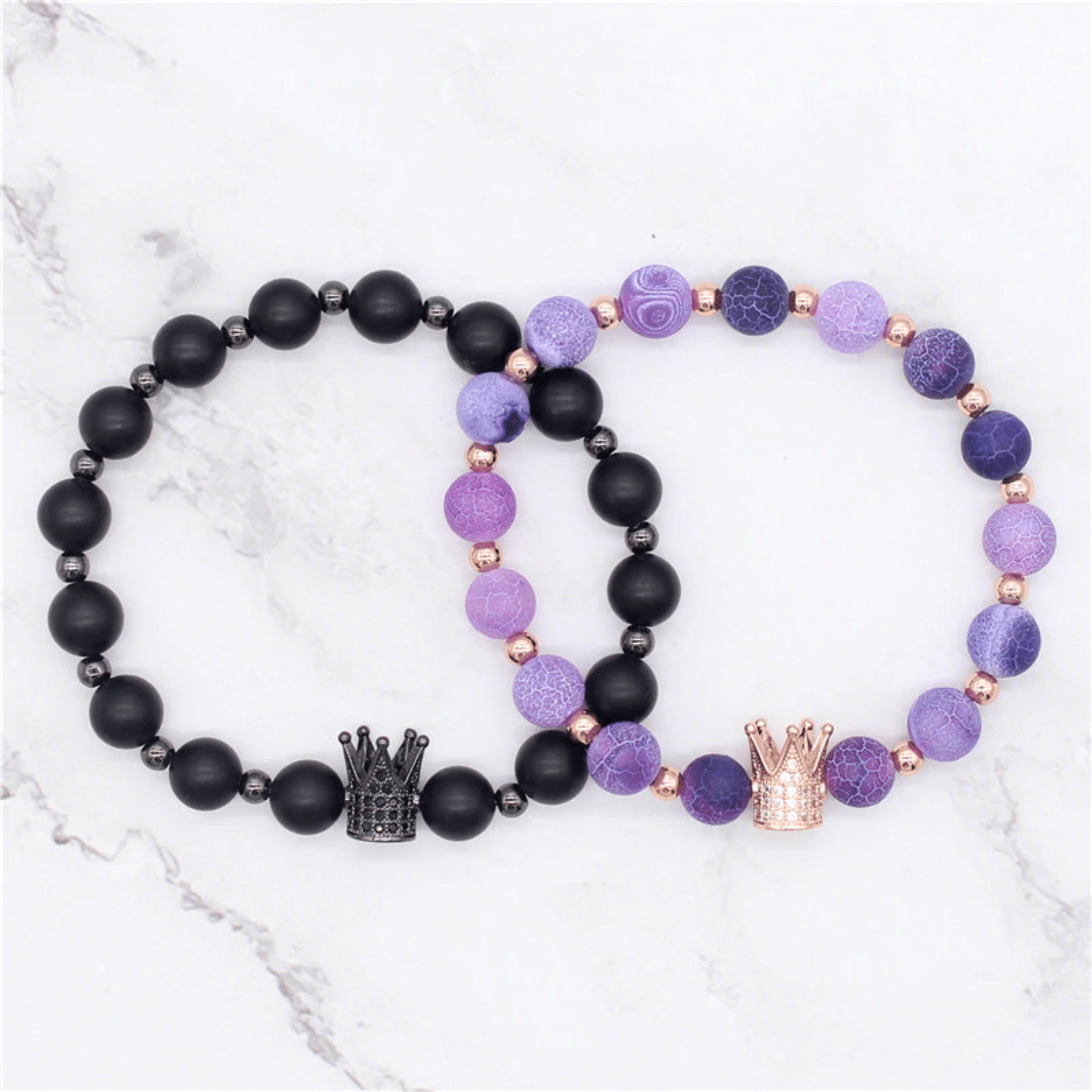 Bracelet Distance Couronne - Violet et Noir