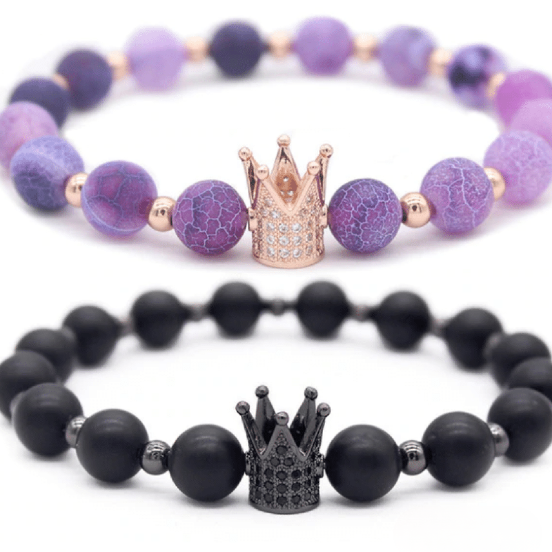 Bracelet Distance Couronne - Violet et Noir