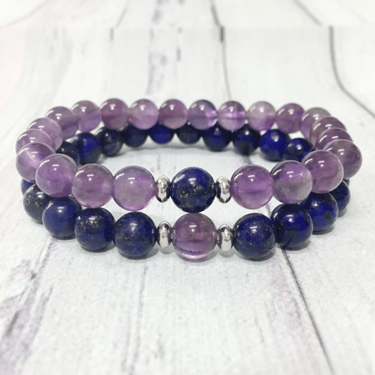 Bracelet Distance en Améthyste et Lapis Lazuli