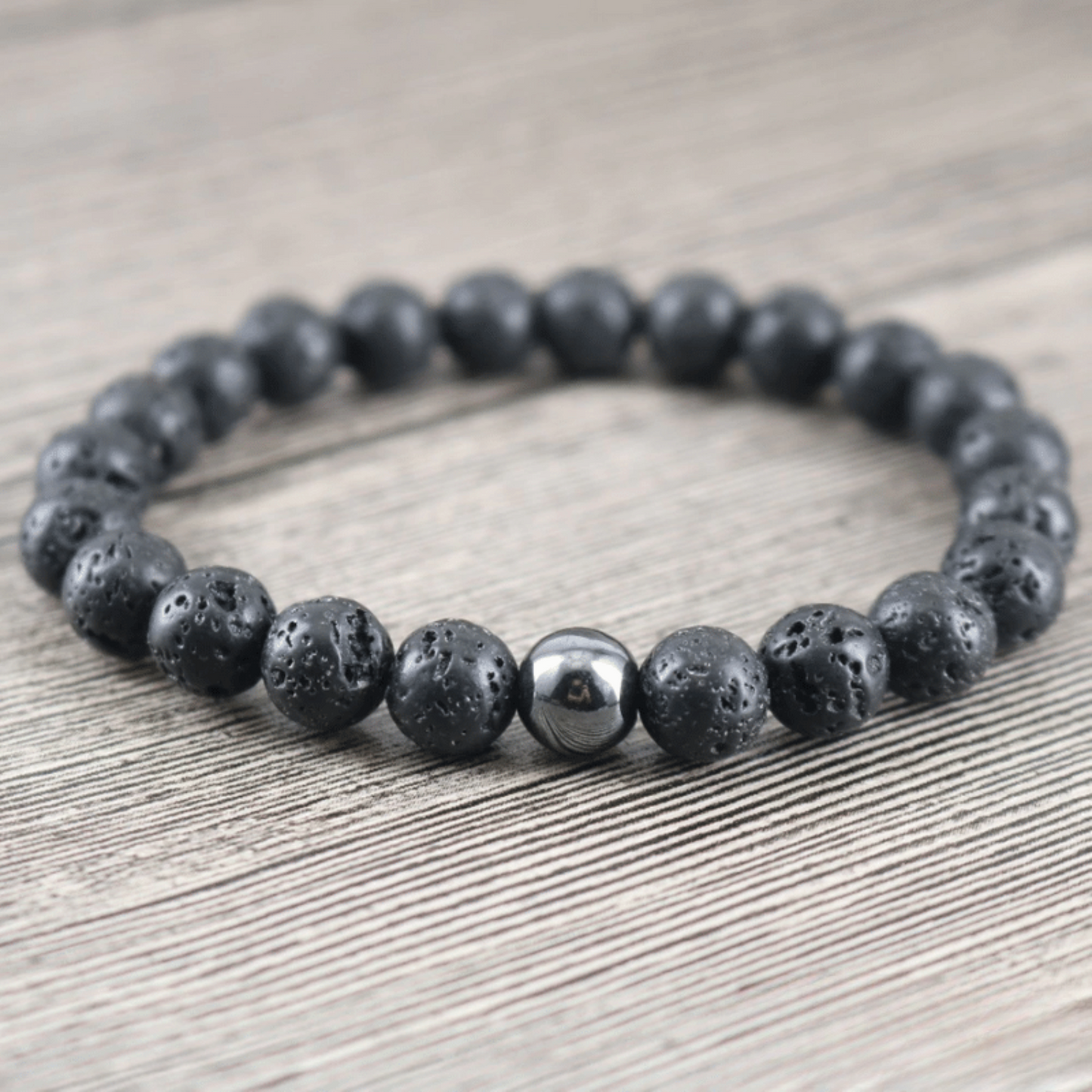Bracelet Distance en Hématite et Pierre de Lave