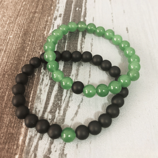 Bracelet Distance en Onyx Noir Mat et Aventurine
