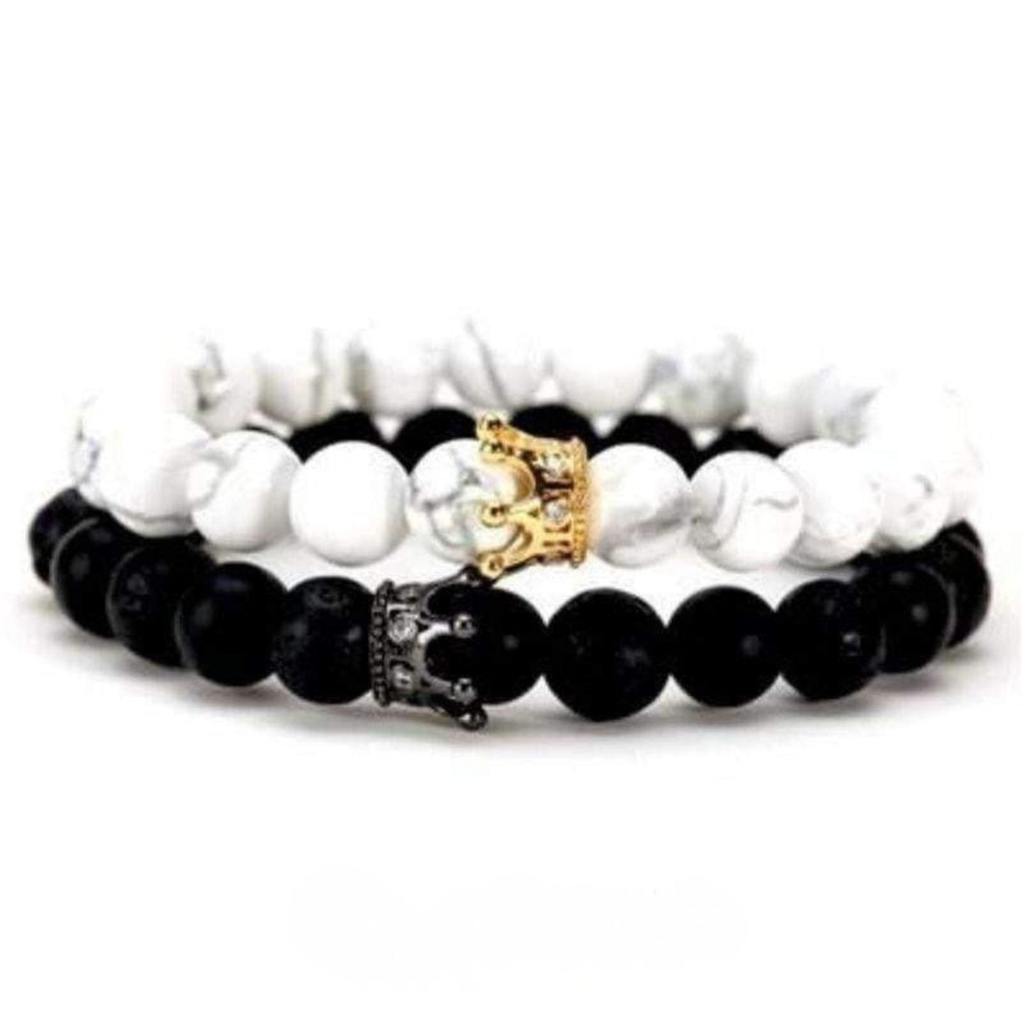 “His King Her Queen” natural stone distance bracelets