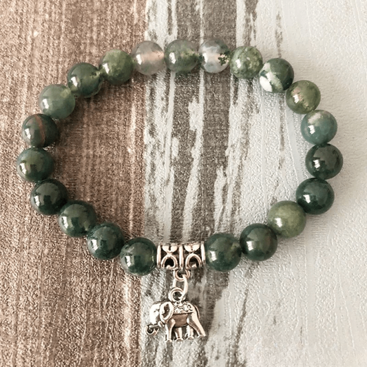 Bracelet Éléphant en Agate Mousse