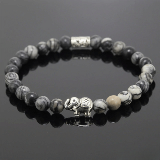 Bracelet Éléphant en Jaspe Araignée