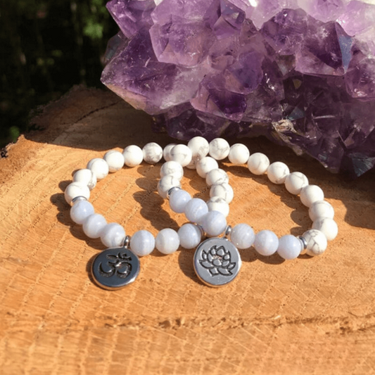 Bracelet en Agate Blue Lace et Howlite Blanche