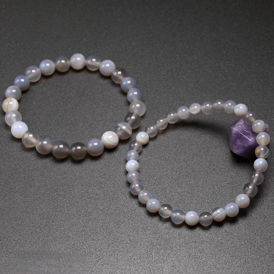 Bracelet en Agate Grise Bandée