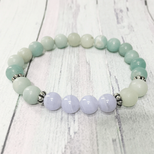 Bracelet en Amazonite et Agate Blue Lace