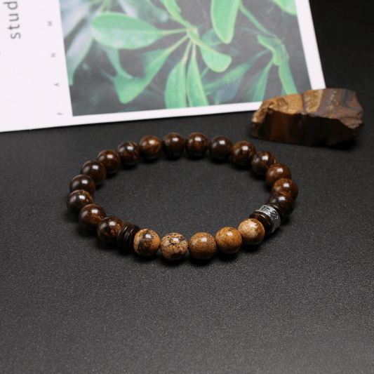 Bracelet en Bronzite et Jaspe Paysage