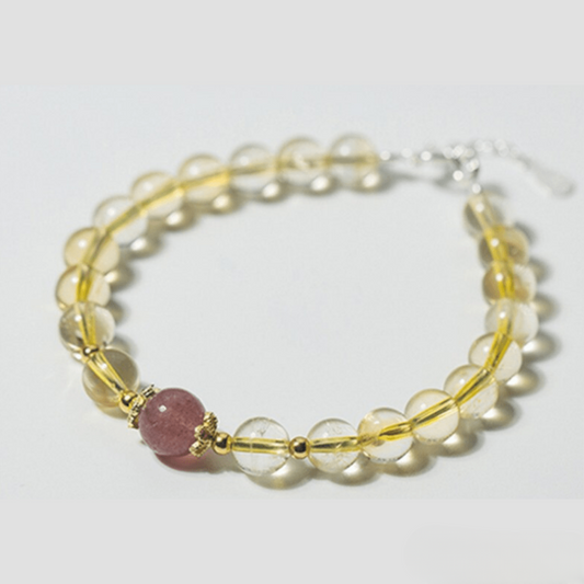 Bracelet en Citrine et Quartz Fraise