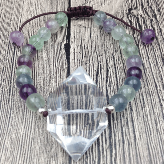 Bracelet en Fluorite et Cristal de Roche