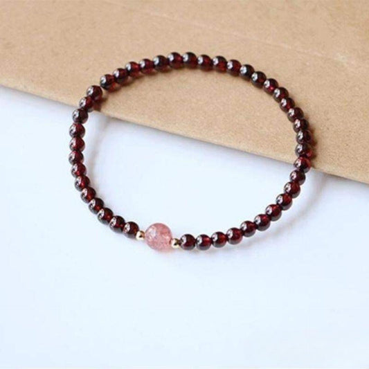 Bracelet en Grenat et Quartz Fraise