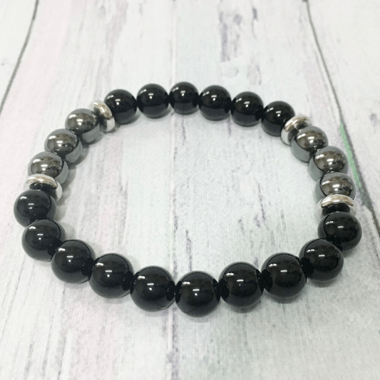 Bracelet en Hématite et Tourmaline