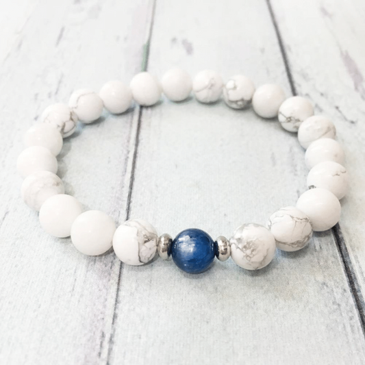 Bracelet en Howlite Blanche et Kyanite