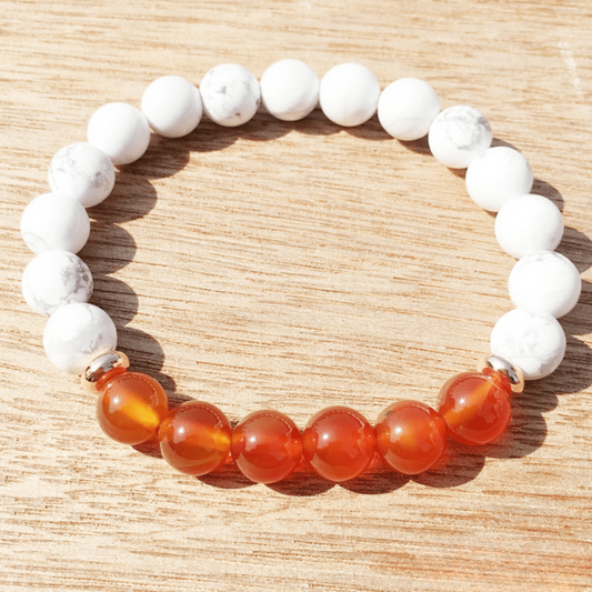 Bracelet en Howlite et Cornaline