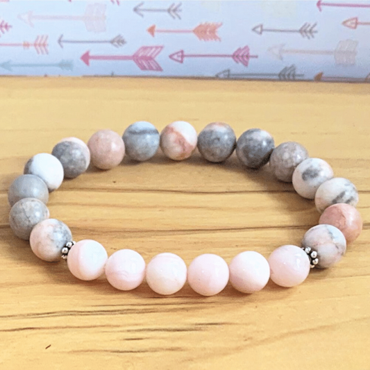 Bracelet en Jaspe Zèbre et Opale Rose