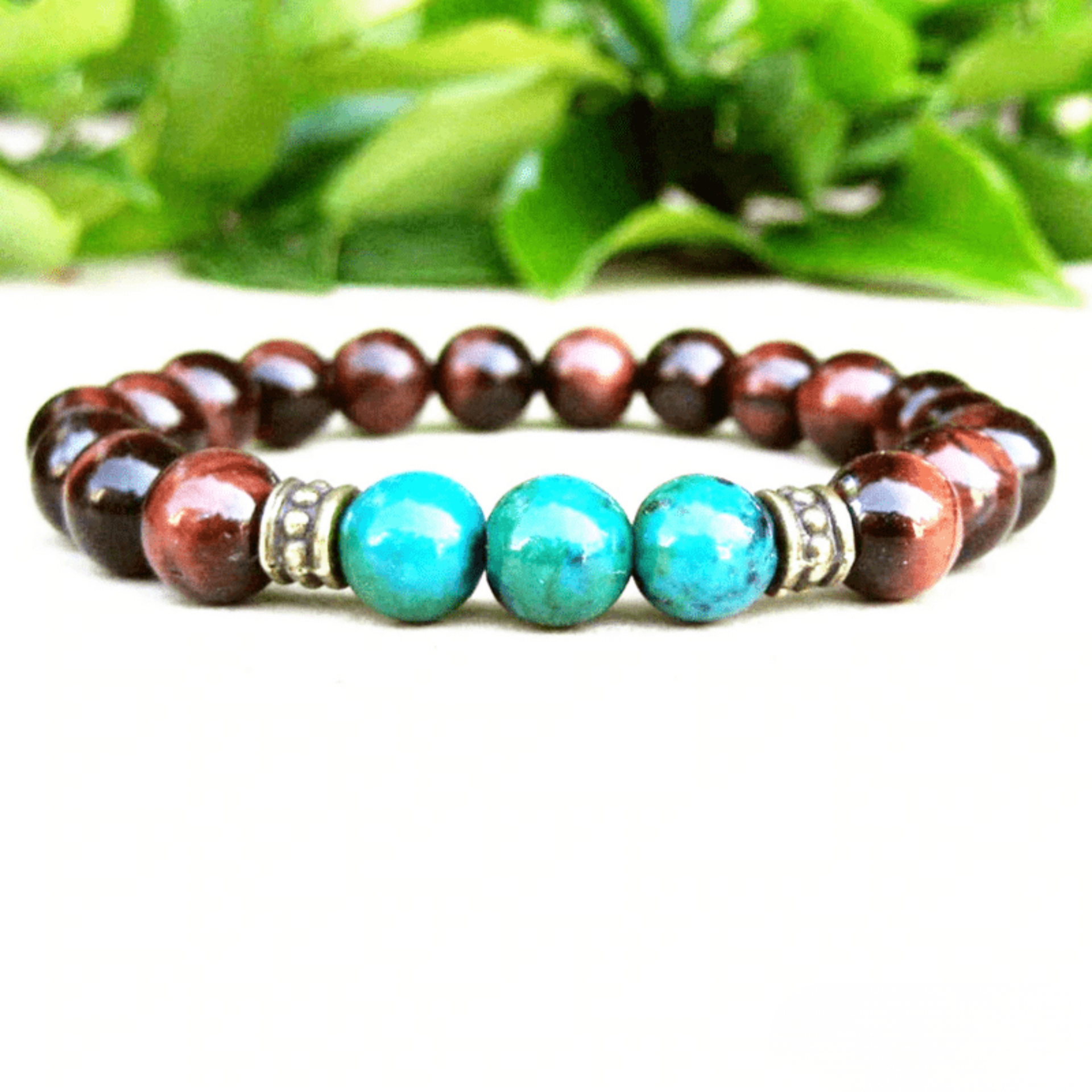 Bracelet en Oeil de Taureau et Chrysocolle