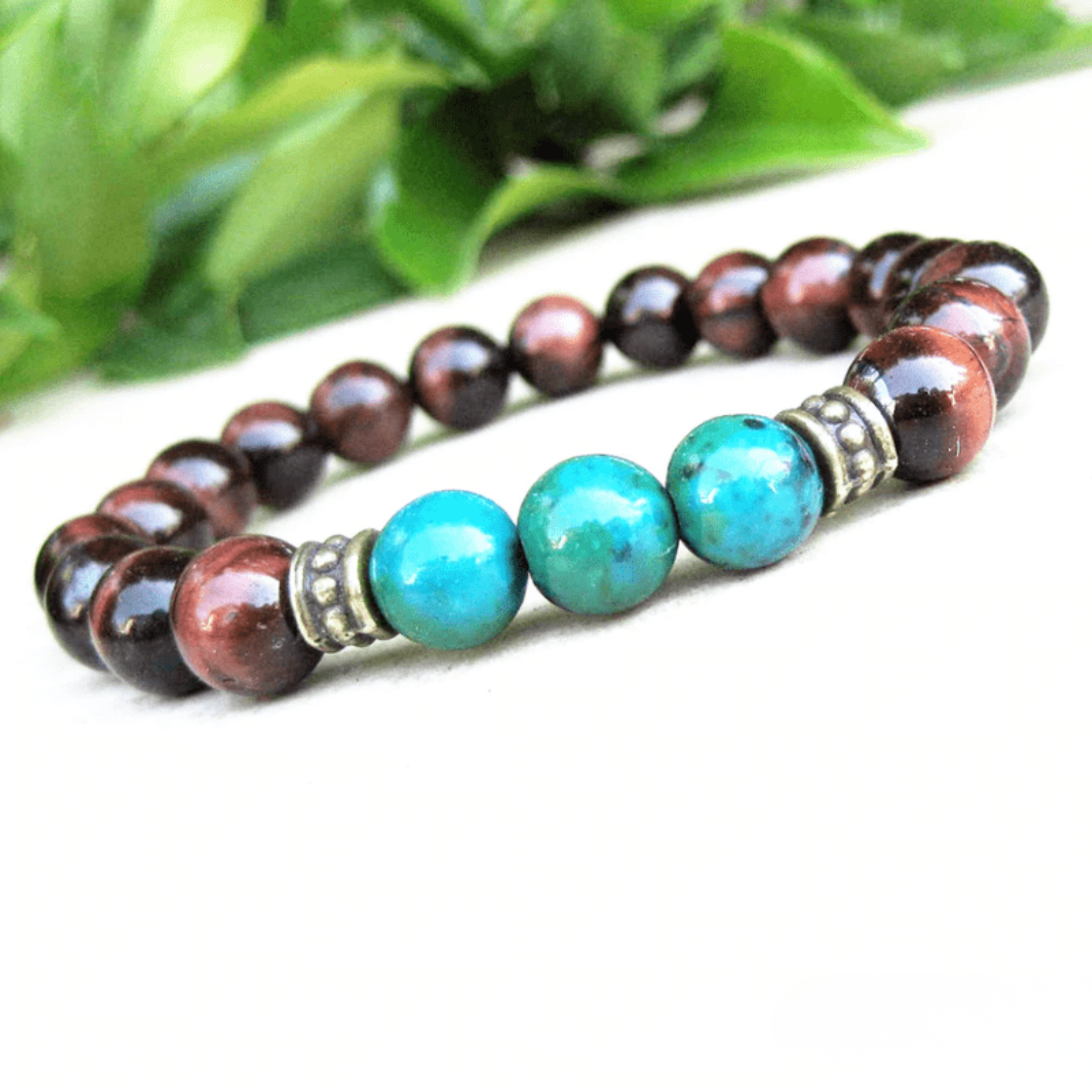 Bracelet en Oeil de Taureau et Chrysocolle