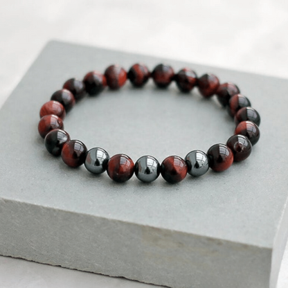 Bracelet en Oeil de Taureau et Hématite