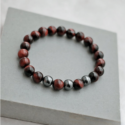 Bracelet en Oeil de Taureau et Hématite