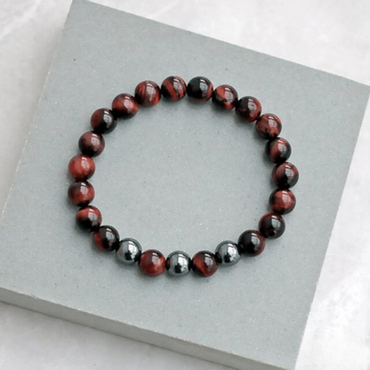 Bracelet en Oeil de Taureau et Hématite