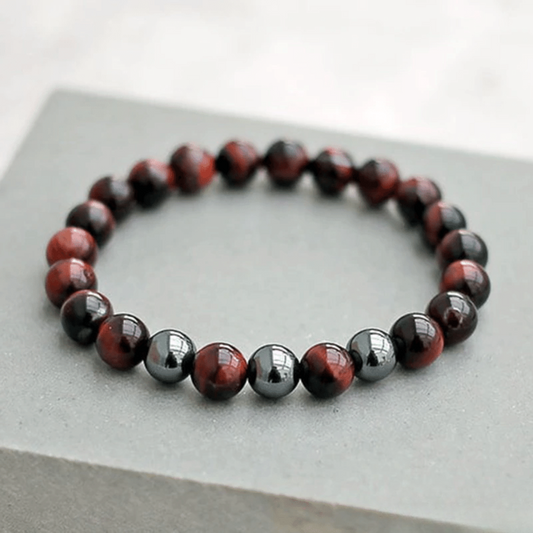 Bracelet en Oeil de Taureau et Hématite