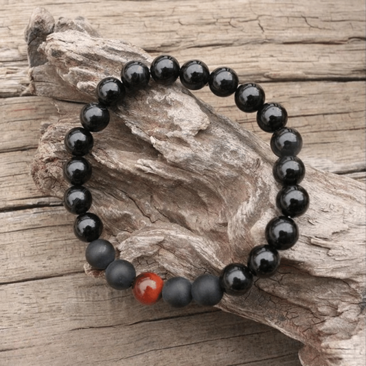 Bracelet en Onyx Noir et Oeil de Taureau