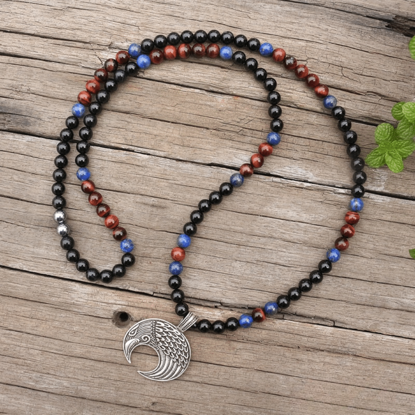 Bracelet en Onyx Noir, Oeil de Taureau et Lapis Lazuli