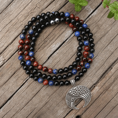 Bracelet en Onyx Noir, Oeil de Taureau et Lapis Lazuli