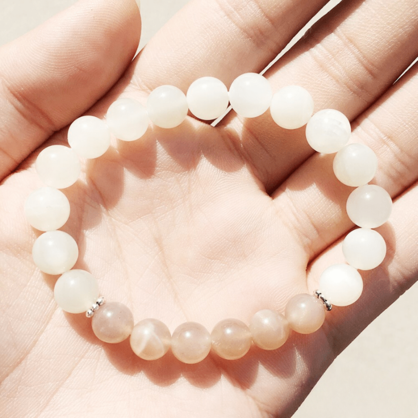 Bracelet en Pierre de Lune et Pierre de Soleil