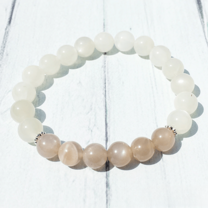 Bracelet en Pierre de Lune et Pierre de Soleil