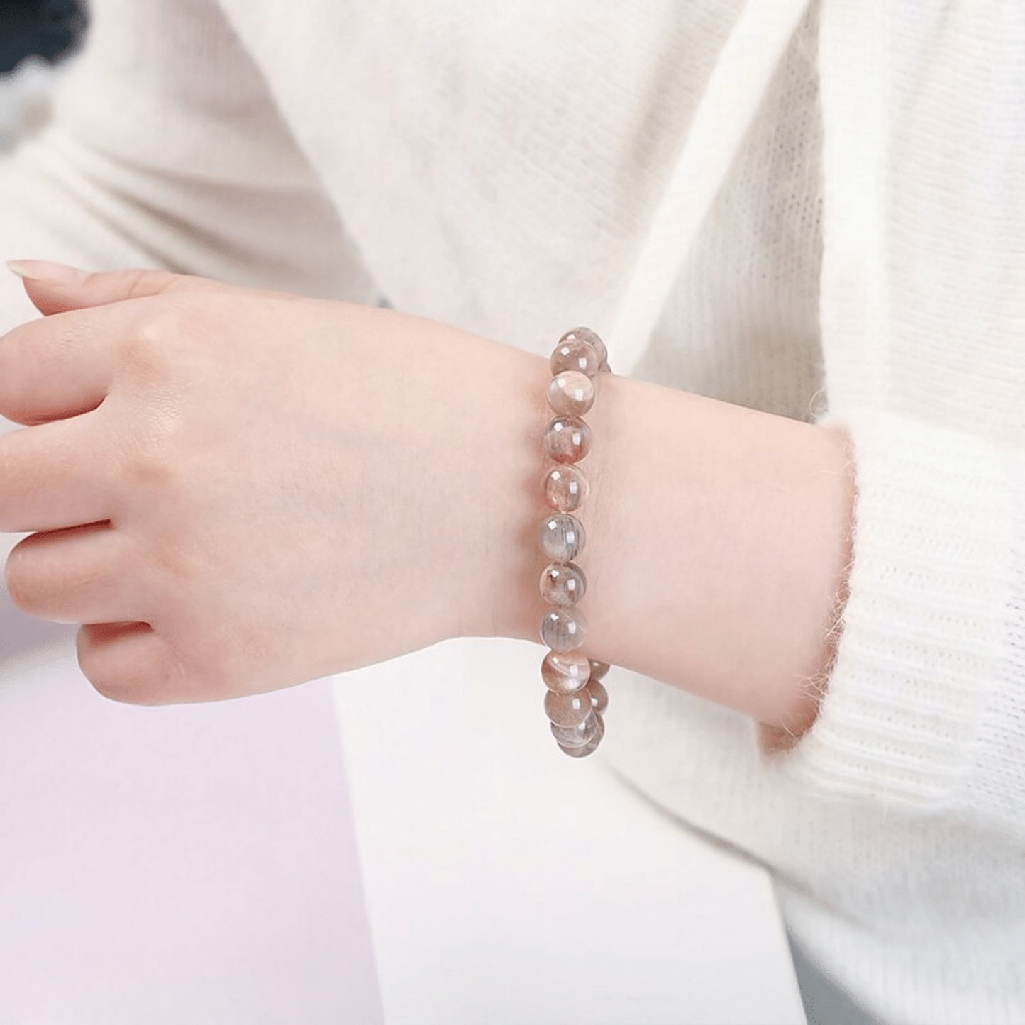 Bracelet en Pierre de Lune Noire