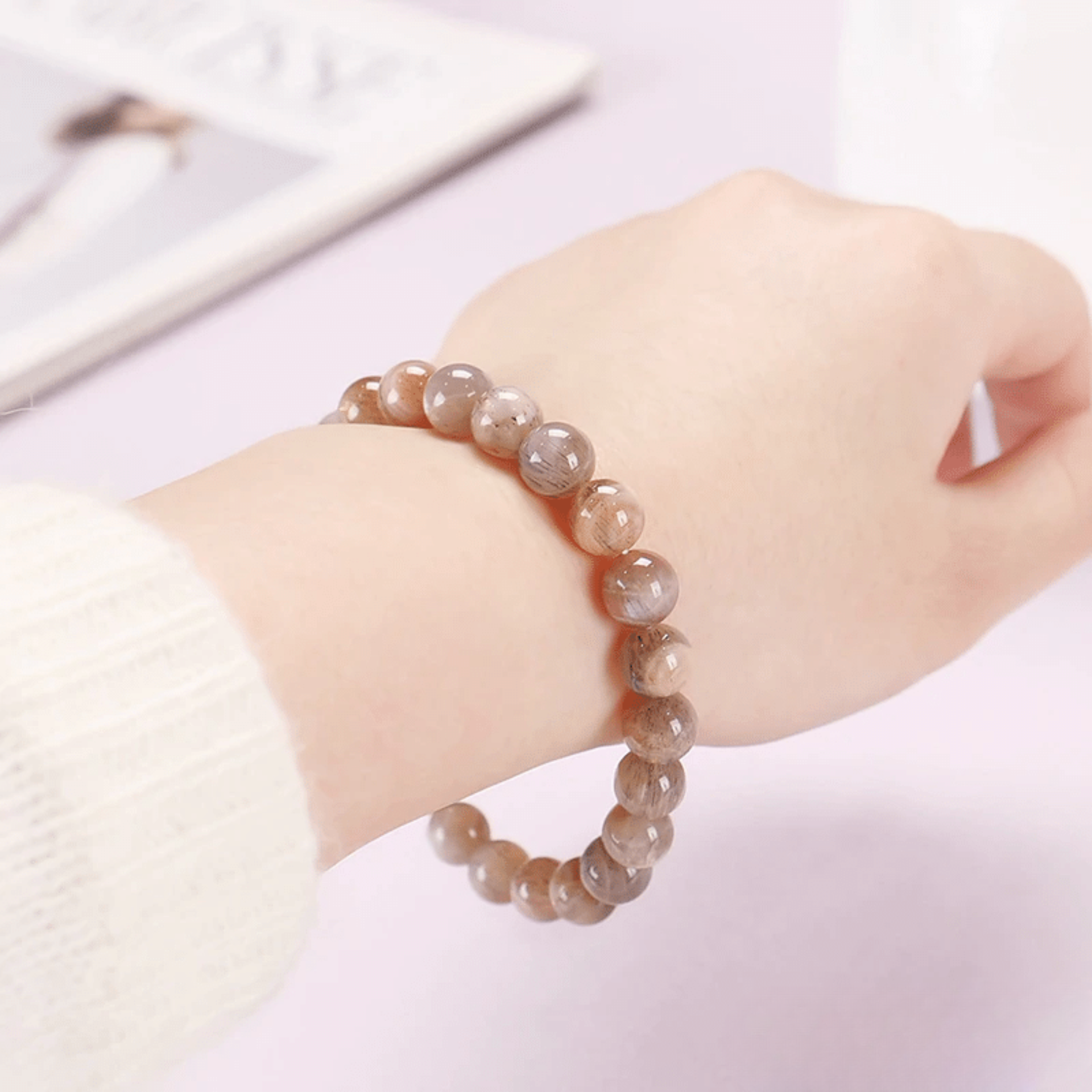 Bracelet en Pierre de Lune Noire