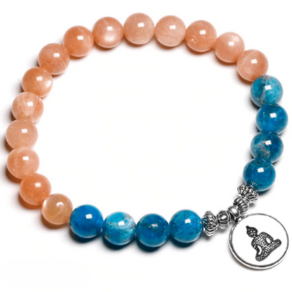 Bracelet en Pierre de Soleil et Apatite Bleue
