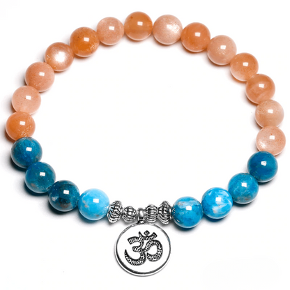 Bracelet en Pierre de Soleil et Apatite Bleue