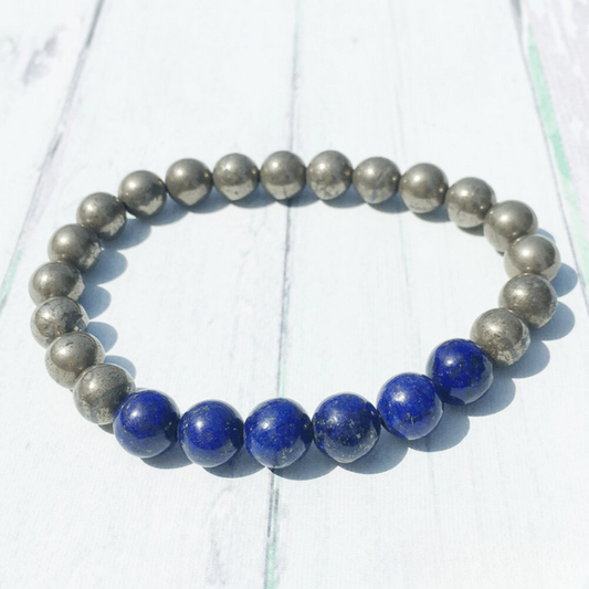 Bracelet en Pyrite et Lapis Lazuli