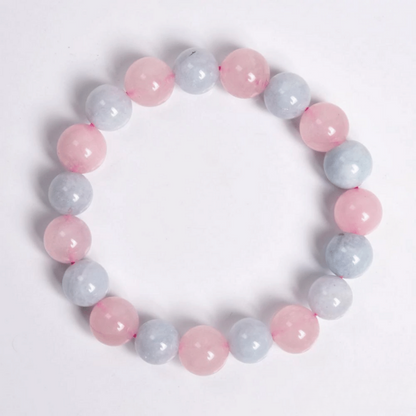 Bracelet en Quartz Rose et Aigue Marine